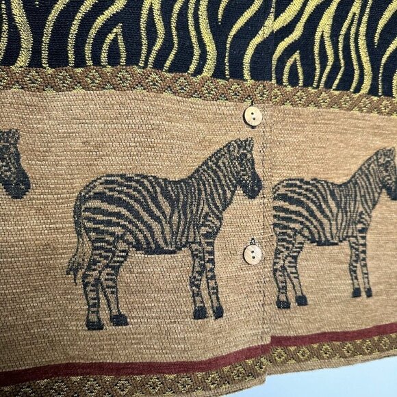 Dress Barn Woman Safari Vest Size 18/20 Cotton Blend Zebra Button up Africa Art - Picture 5 of 7